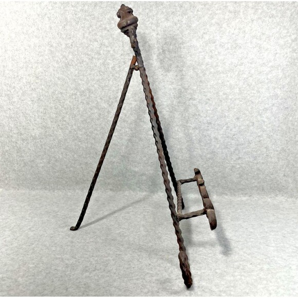 Vtg Ornate Cast Iron Easel Stand 15” Display Frame Plate Book Artifact Rustic - Picture 3 of 16